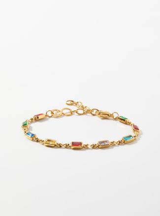 Nialaya Mens Colourful rectangular stone bracelet