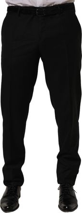 Dolce & Gabbana Mens Virgin Wool Dress Trousers Black Silk