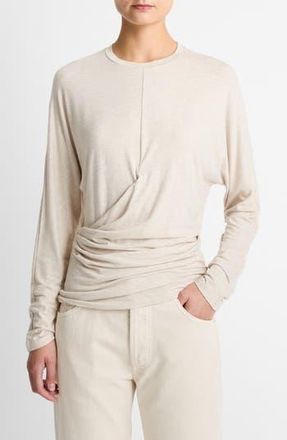 Vince Drape Knit Top in Heather Cream Oat at Nordstrom Rack, Size Xx-Small