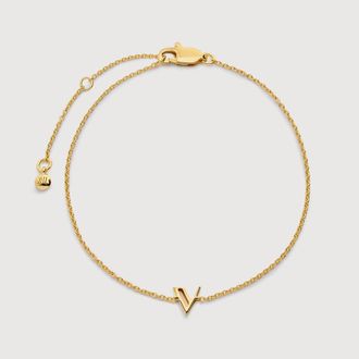 Monica Vinader Gold Initial V Chain Bracelet