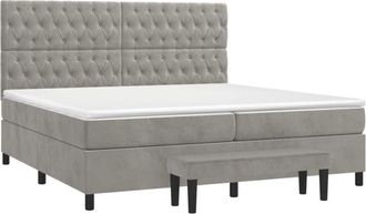 vidaXL Vidaxl - Cama Box Spring Con Colch&oacute;n Terciopelo Gris Claro 200x200 Cm