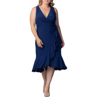 Kiyonna Laguna Sleeveless Wrap Dress in Nouveau Navy at Nordstrom, Size 1 X