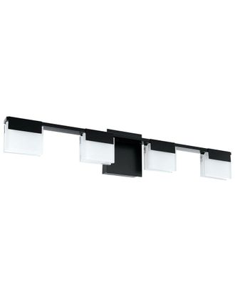 Eglo Eglo Vente 4 Light Integrated Led Bath/Vanity Light With Black Finish & Frosted Glass