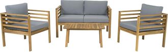 Habitat et Jardin Conjunto De Jard&iacute;n De Madera Con Cojines <> - 4 Plazas - Gris