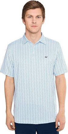 Vineyard Vines Printed Sankaty Polo Mens Clothing Wahoo Micro - White : 2XL, Polyester/Elastane