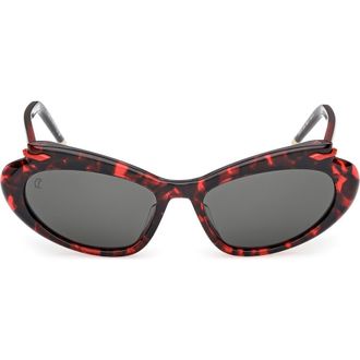Christian Louboutin 56mm Geometric Sunglasses in Red Havana /Gold /Zeiss at Nordstrom