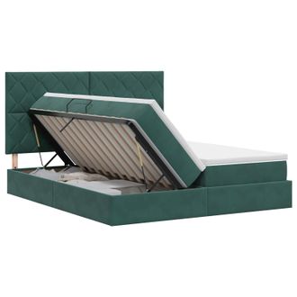 vidaXL Cama Con Almacenamiento Verde Oscuro 200 X 200 Cm Terciopelo Vidaxl