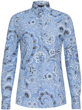 Etro Light Blue Printed Slim Shirt