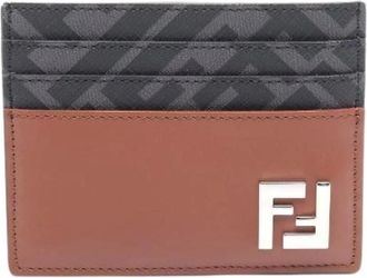 Fendi Pre-owned Wallets, male, Brown, Size: ONE SIZE Pre-owned Leather PVC FF Square Card Case