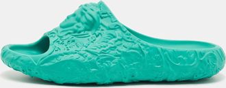 Versace Blue Rubber Medusa Embossed Pool Slides