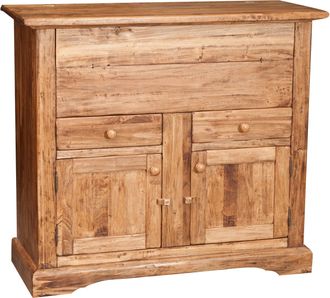 Biscottini International Biscottini - Aparador De Madera Macizade Tilo Acabado Con Efecto Natural 115x48x102 Cm