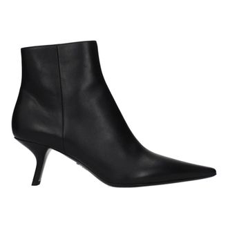 Prada Schoenen, Dames, Zwart, 38 EU, Leer, Enkellaarsjes