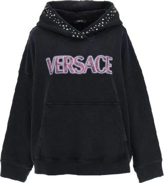 Versace Cotton Logo Sweatshirt - Dames - Hoodies - Zwart - XS - Katoen - Hoodies & sweatvesten