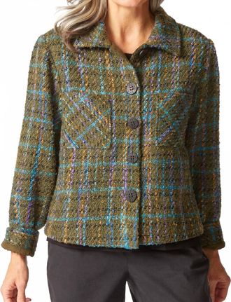 Habitat Confetti Plaid Shacket In Avocado