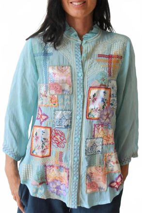 Johnny Was Somalia Shirt In Marine Blue