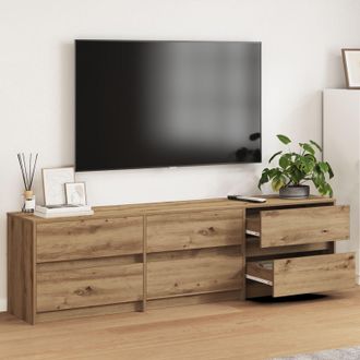 Berkfield Home TV Cabinet Brown 181 x 34 x 50 cm Particle board & LED lights
