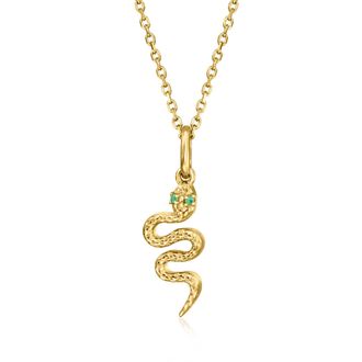 RS Pure by Ross-Simons 18kt Gold Vermeil Snake Pendant Necklace With Emeralds