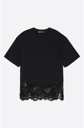 Bimba & Lola Oversize Lace T-Shirt in Black at Nordstrom, Size Medium Eu