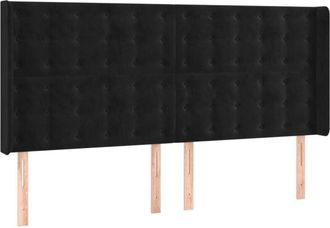 vidaXL Cabecero Con Led De Terciopelo Negro 183x16x118/128 Cm Vidaxl