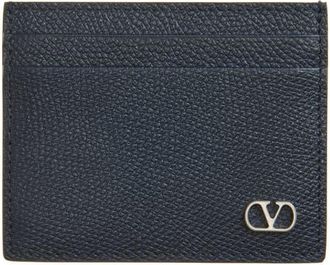 Valentino Garavani VLOGO Leather Card Holder in Marine at Nordstrom