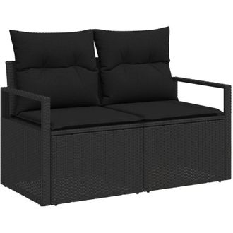 vidaXL Sof&aacute; De Jard&iacute;n Con Coj&iacute;n Negro 120 X 62 X 69cm Rat&aacute;n Sint&eacute;tico Vidaxl