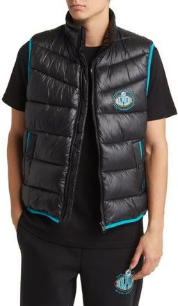 BOSS x NFL Corner Recycled Polyamide Puffer Vest in Miami Dolphins Black at Nordstrom Rack, Size X-Large