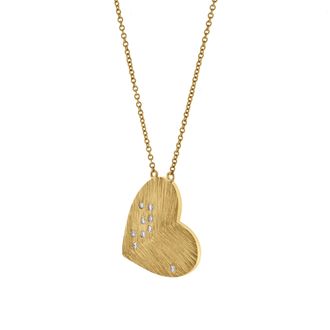 LuvMyJewelry Aether Scattered Diamond Studded Heart Disc Pendant in 14K Gold