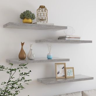 vidaXL Vidaxl - Estantes Flotantes Pared 4 Uds Mdf Gris Hormig&oacute;n 80x23,5x3,8 Cm
