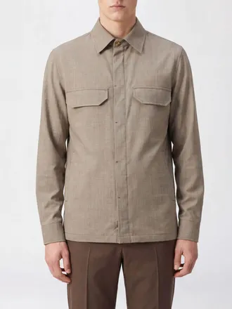BRIGLIA 1949 Giacca a camicia in misto cotone con tasche applicate e bottoni nascosti