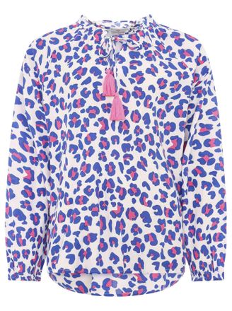 Zwillingsherz Schlupfbluse ZWILLINGSHERZ Colorful Leo, Damen, Gr. L/XL (L/XL), blau (dunkelblau), Obermaterial: 100% Viskose, animal-print, loose fit h&uuml;ftlang, Sera
