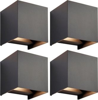 Loops 4 PACK Twin Outdoor IP44 Cube Wall Light - 2 x 5.5W CCT LED - Matt Black