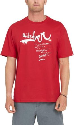 Quiksilver Young Guns Impaired Oversize Graphic Cotton T-Shirt in Salsa at Nordstrom, Size Xx-Large