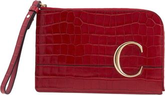 Chloé C Croc Embossed Leather Pouch