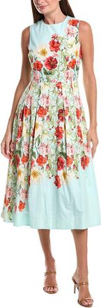 Teri Jon by Rickie Freeman Print Box Pleat Fit N Flare Midi Dress