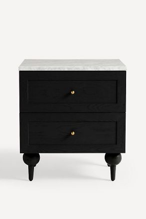 Anthropologie Fern Marble Top Two-Drawer Nightstand