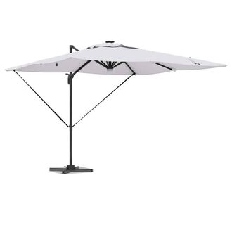 Berkfield Home Modern Cantilever Roma Parasol with LEDs Sand 286x285x270 cm Aluminium in White | Size: 286 x 285 x 270 cm