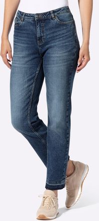 Heine Bequeme Jeans HEINE, Damen, Gr. 34, Normalgr&ouml;ssen, blau, bleached, 99% Baumwolle, 1% Elasthan, unifarben, 7/8-L&auml;nge, Jeans Bequeme Jeans