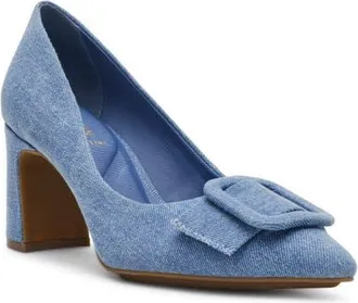Anne Klein Bentley Buckle Pump in Light Blue Denim at Nordstrom, Size 8.5