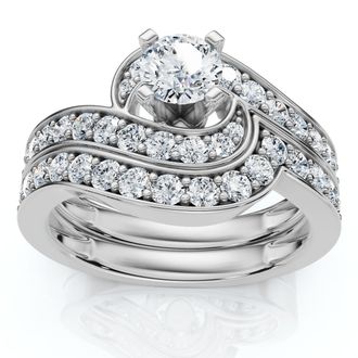 Pompeii3 1Ct TW Diamond Engagement Wedding Ring Set 14k or Platinum Gold Lab Grown