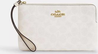 Coach Large Corner Zip Wristlet In Signature Canvas