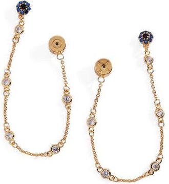 Alex and Ani Evil Eye Front to Back Chain Earring in Gold Blue at Nordstrom