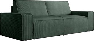 Vente-Unique Sof&aacute; de 3 plazas de pana verde AMELIA