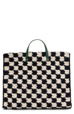 Clare Vivier Simple Crochet Tote in Black And Cream Crochet at Nordstrom