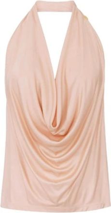 Elisabetta Franchi Glanzende Viscose Jersey Top - Dames - Tops zonder mouwen - Beige - M - Tops