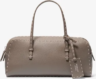 Michael Kors Roberta Hand-Stitched Pebbled Leather Satchel