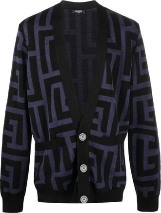 Balmain Cardigans - Heren - Vesten - Blauw - S - Wol - Truien & Vesten