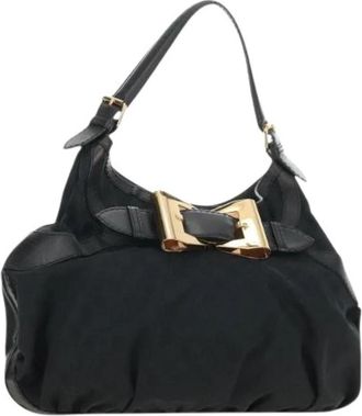 Gucci Pre-owned Vintage GG Canvas Shoulder Bag - Dames - Vintage Schoudertas - Zwart - ONE Size - Leer - Vintage