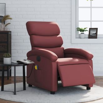 vidaXL Vidaxl - Sill&oacute;n De Masaje Reclinable De Cuero Artificial Rojo Tinto