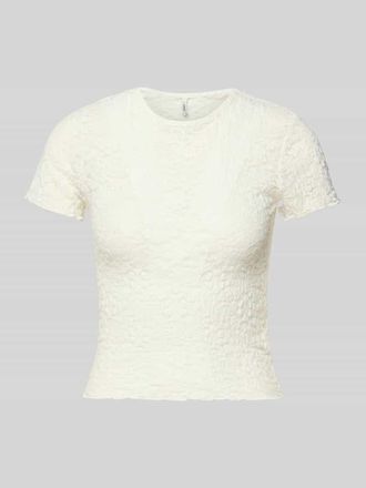 Only Slim Fit T-Shirt aus Spitze Modell FAITH in Offwhite, Gr&ouml;&szlig;e XL
