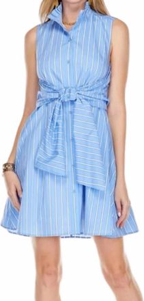 Jade Yoga Julianne Striped Back Wrap Dress In Blue